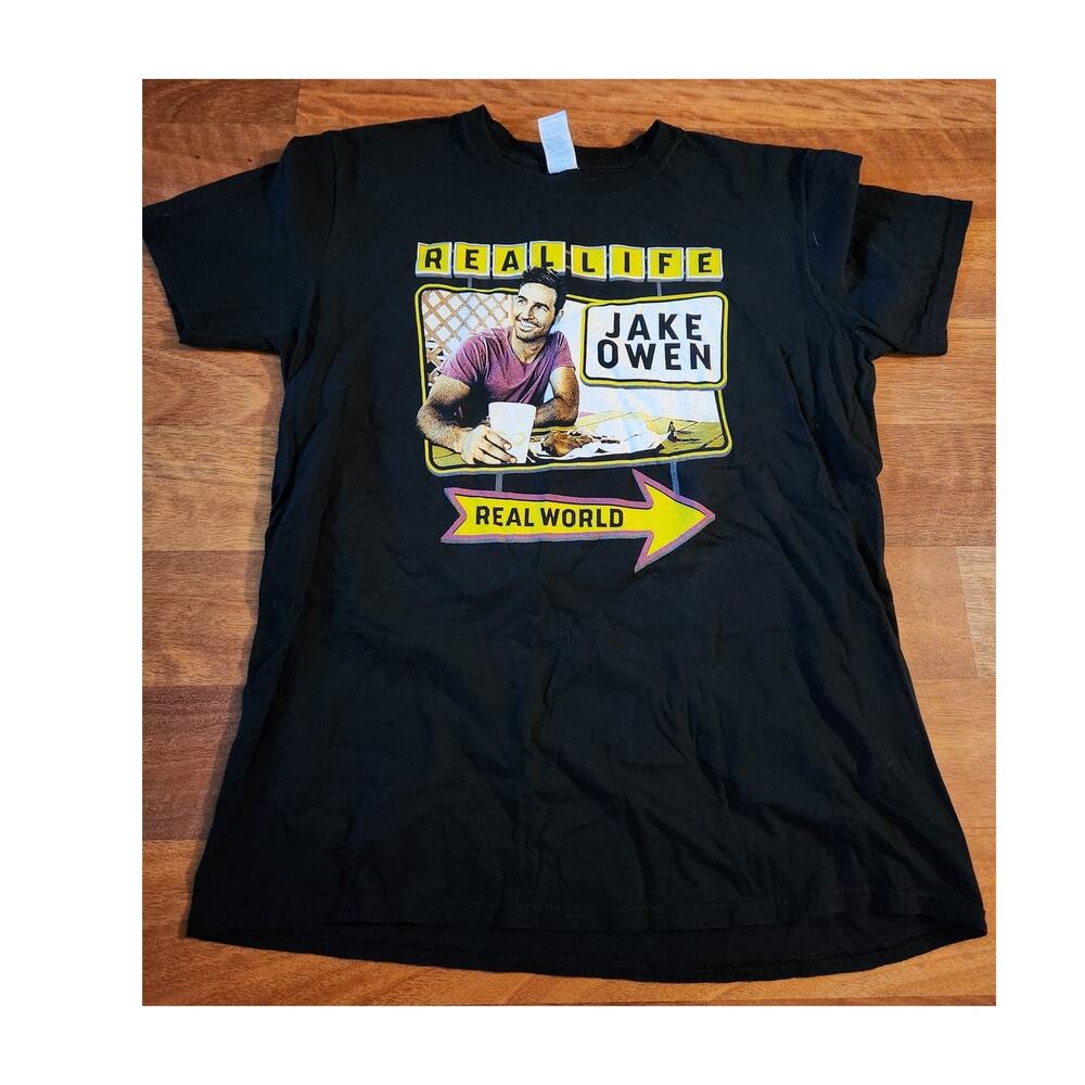 Real World Jake Owen Real Life 2015 Tour Shirt Black Yellow Size Large